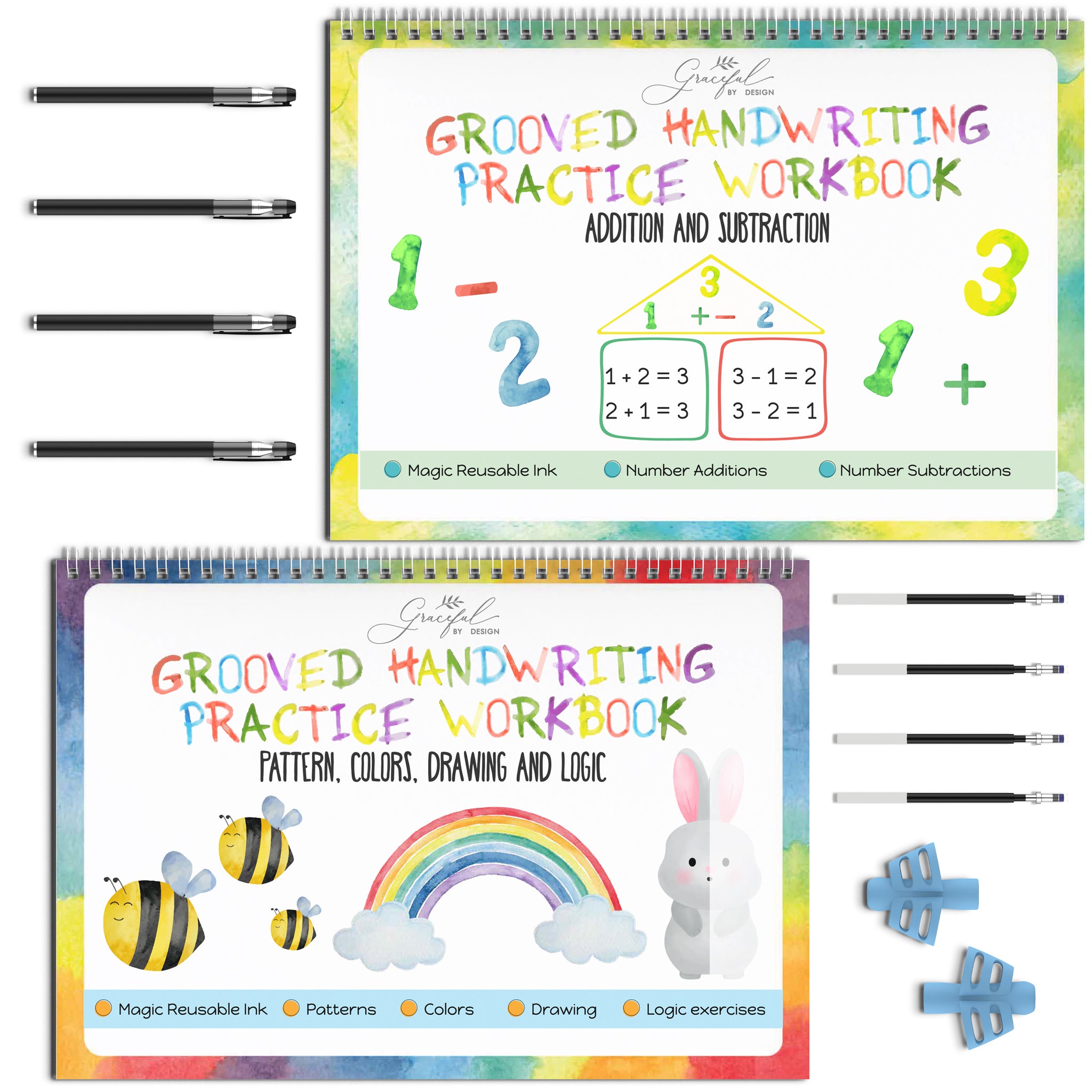 Reusable Grooved Handwriting Workbooks for Kids With Disappearing Ink