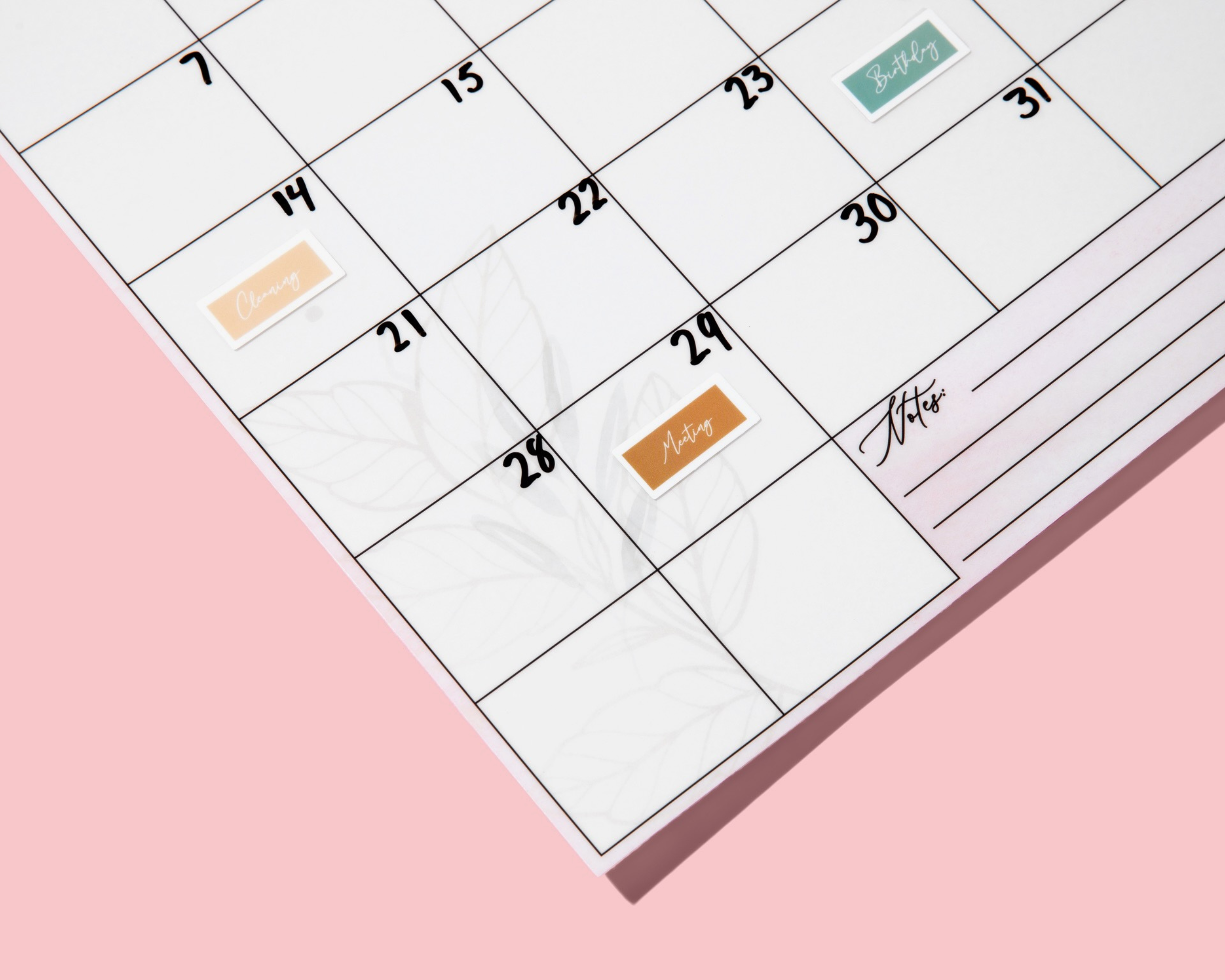 Flexible Stick Dry Erase Monthly and Weekly Calendar Set - Sticks to Any Flat Surface