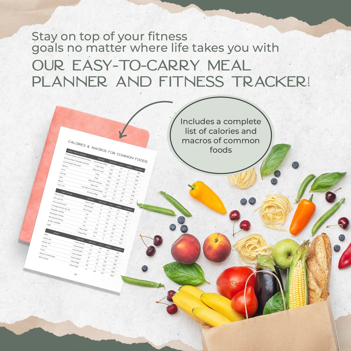 Weekly Meal Planner and Fitness Tracker - Log Workouts, Track Food & Macros
