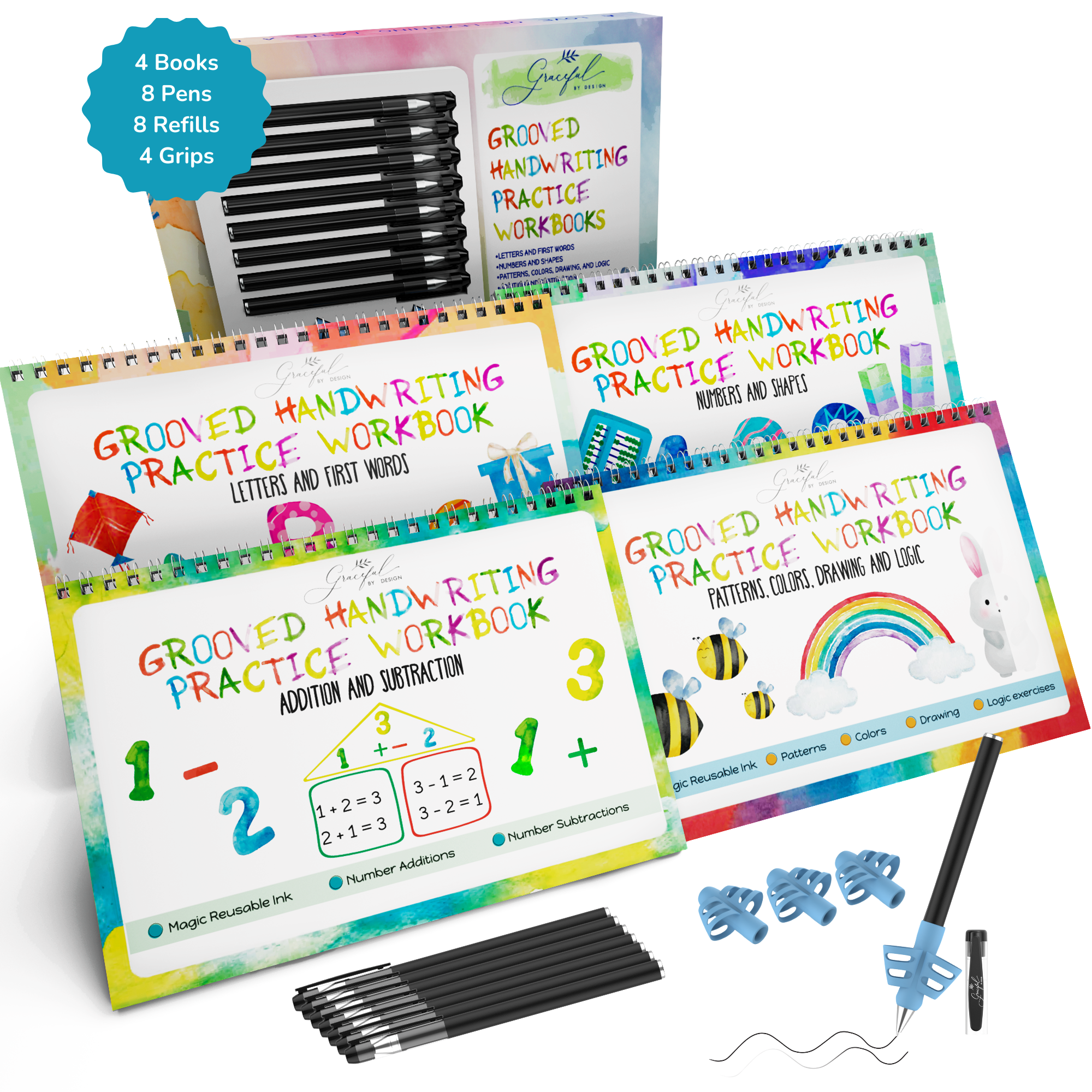 Reusable Grooved Handwriting Workbooks for Kids With Disappearing Ink