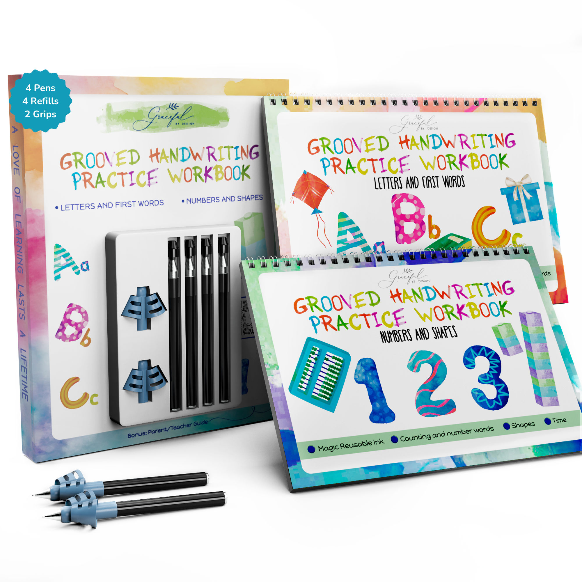 Reusable Grooved Handwriting Workbooks for Kids With Disappearing Ink