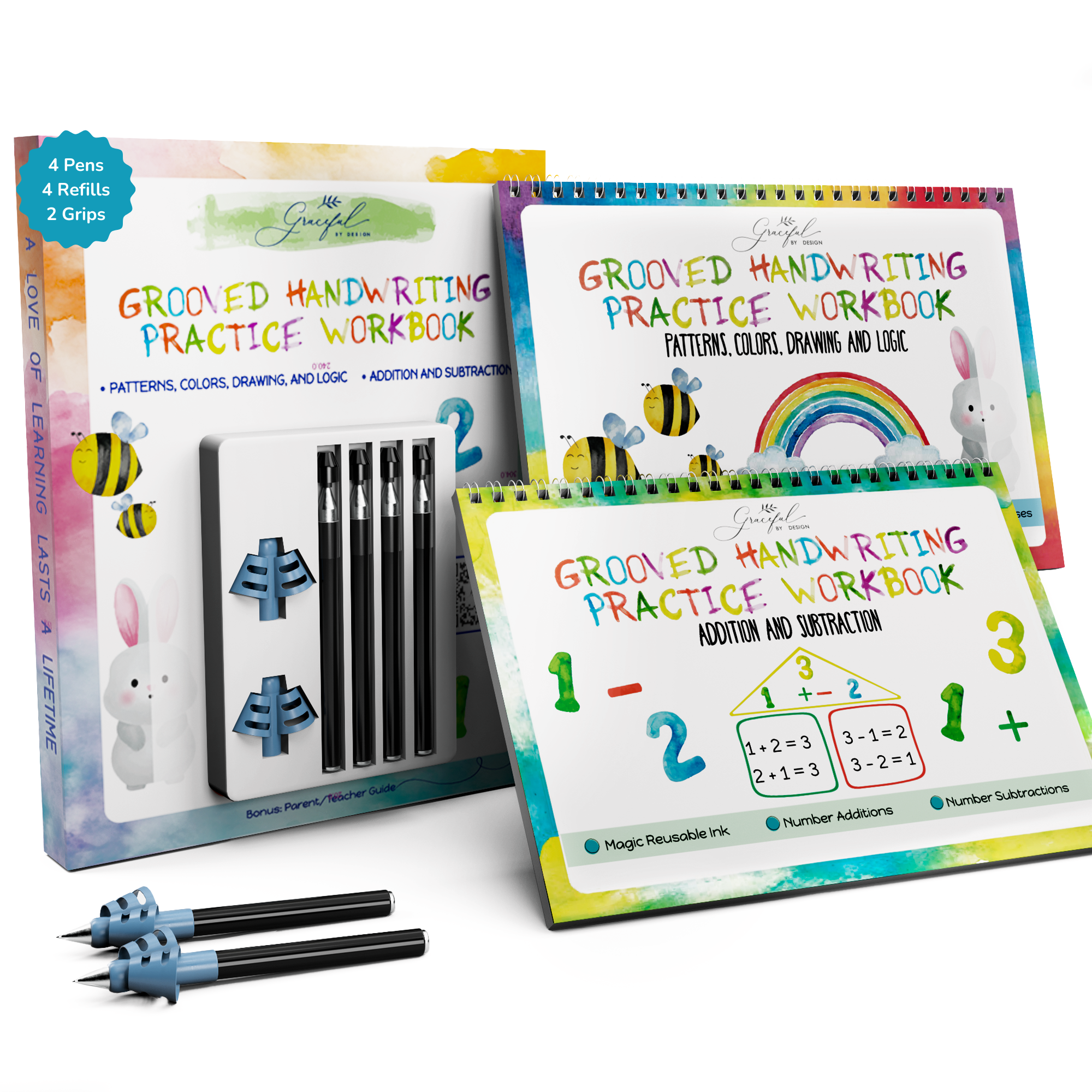 Reusable Grooved Handwriting Workbooks for Kids With Disappearing Ink