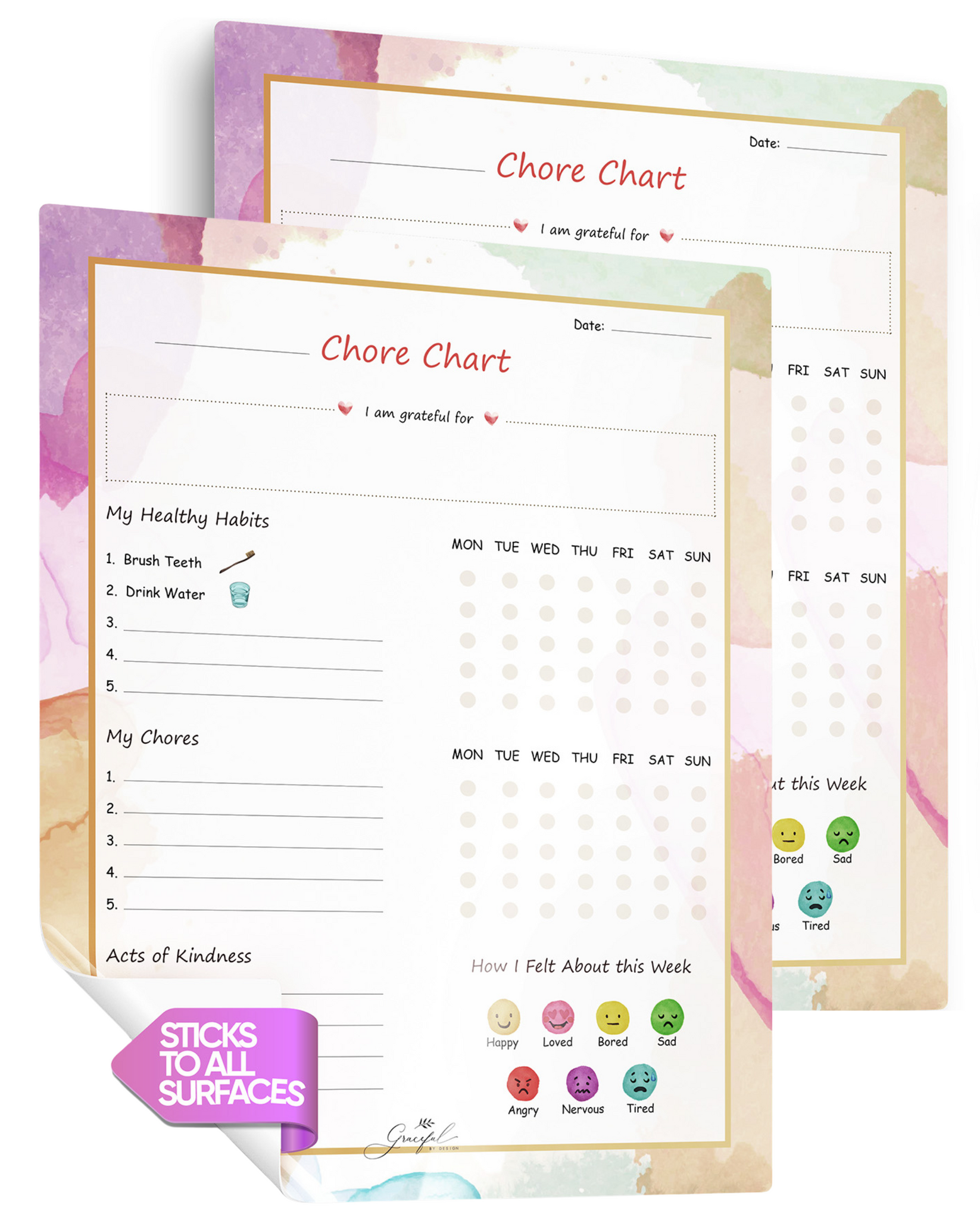 Flexible Stick Weekly Chore Chart and Emotion Tracker for Kids - For A ...