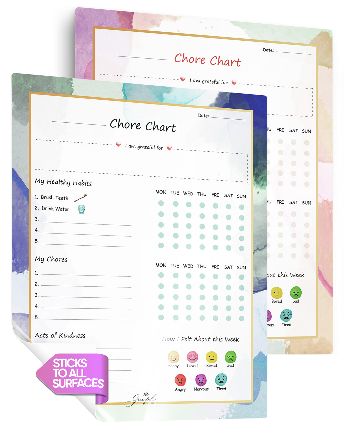 Flexible Stick Weekly Chore Chart and Emotion Tracker for Kids - For A ...