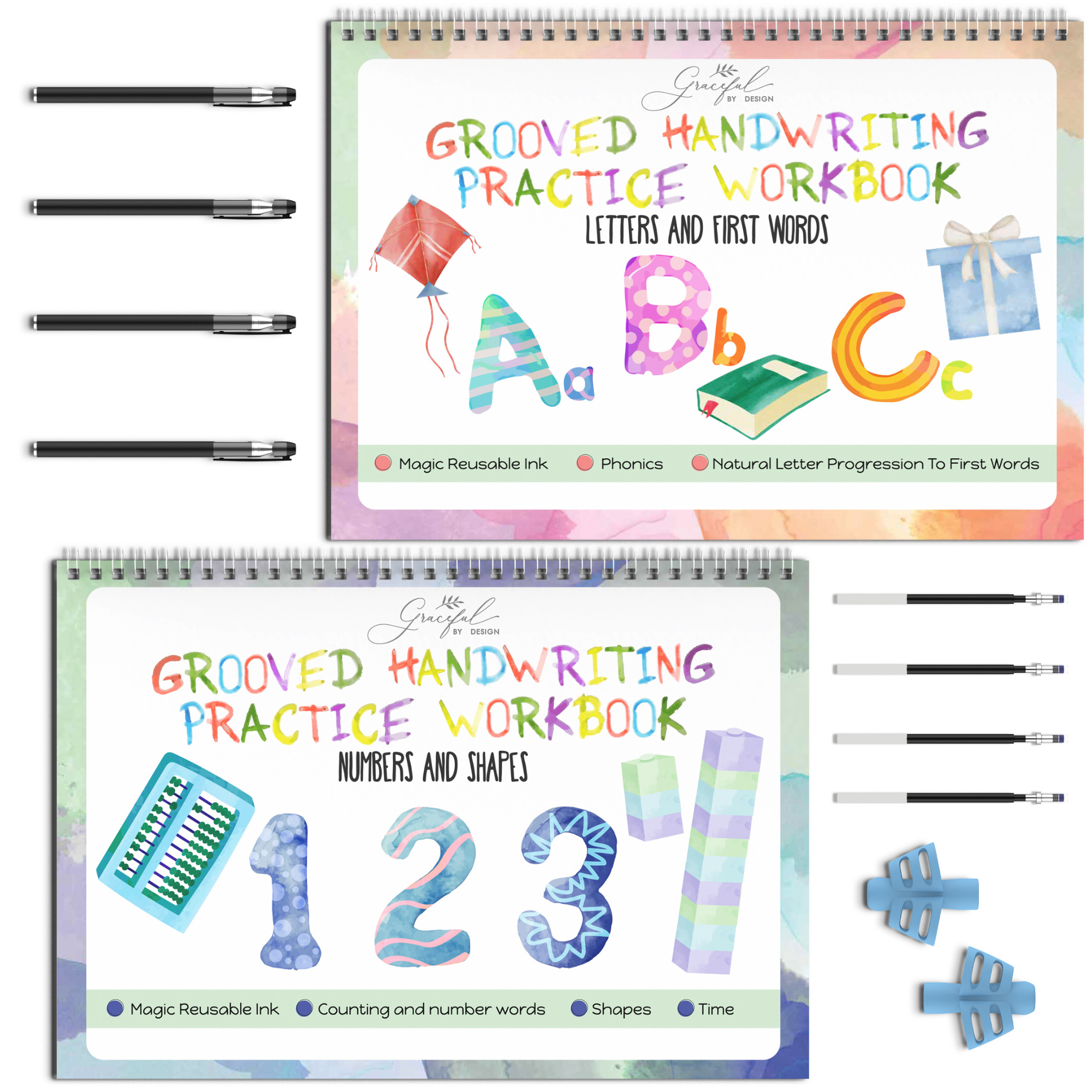 Reusable Grooved Handwriting Workbooks for Kids With Disappearing Ink