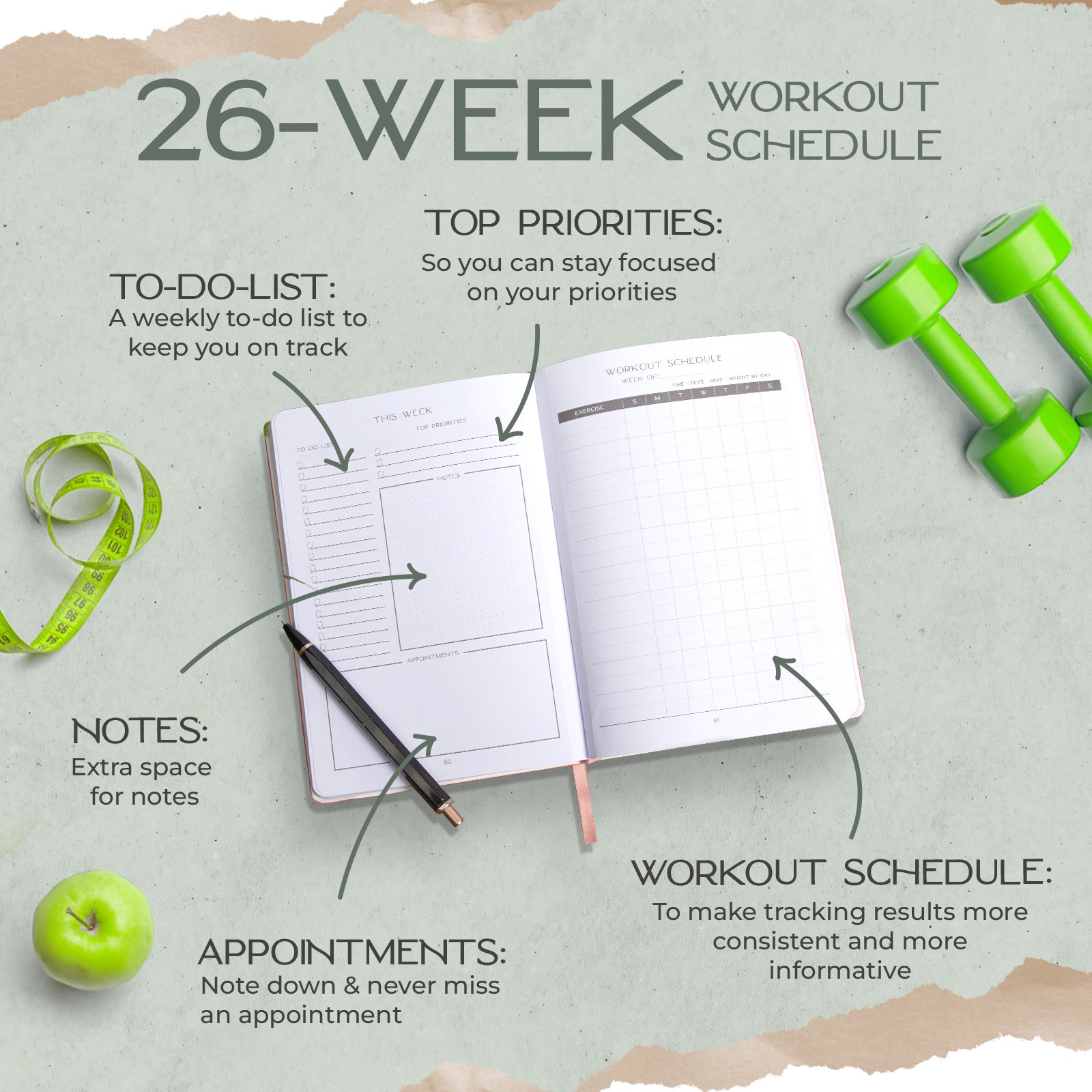 Weekly Meal Planner and Fitness Tracker - Log Workouts, Track Food & Macros