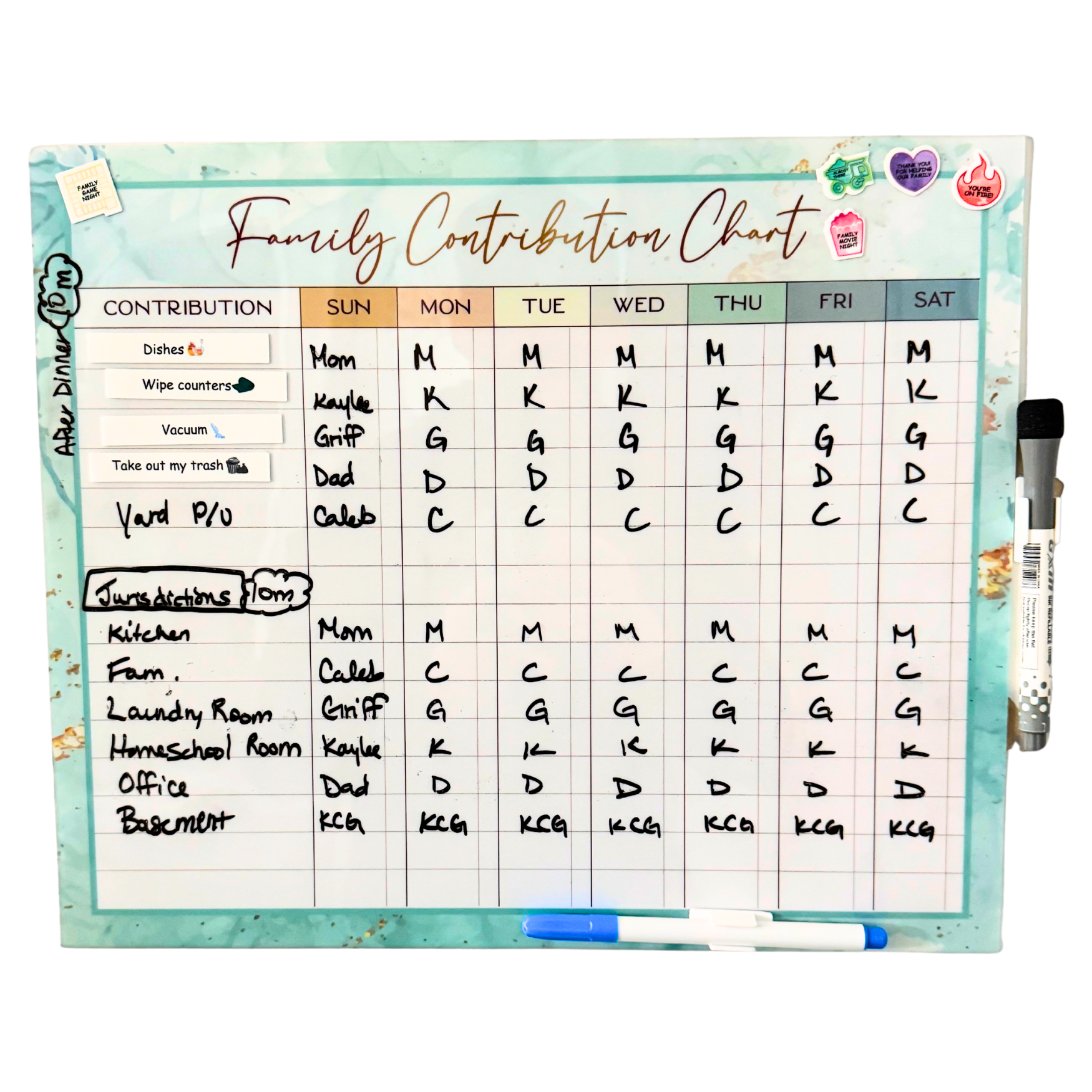 Flexible Stick Weekly Chore Chart and Emotion Tracker for Kids - For Any Flat Surface