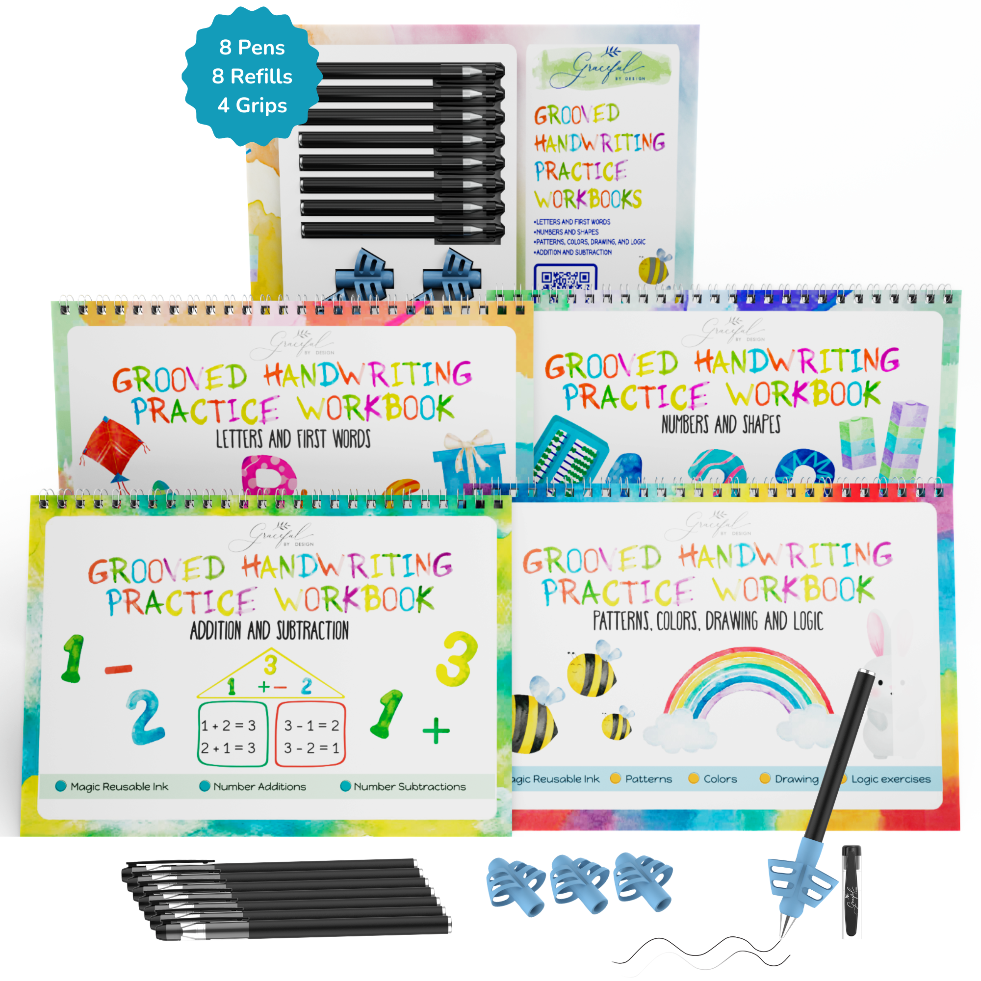 Reusable Grooved Handwriting Workbooks for Kids With Disappearing Ink