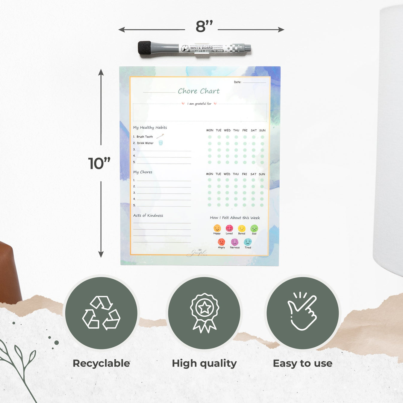 Flexible Stick Weekly Chore Chart and Emotion Tracker for Kids - For A ...