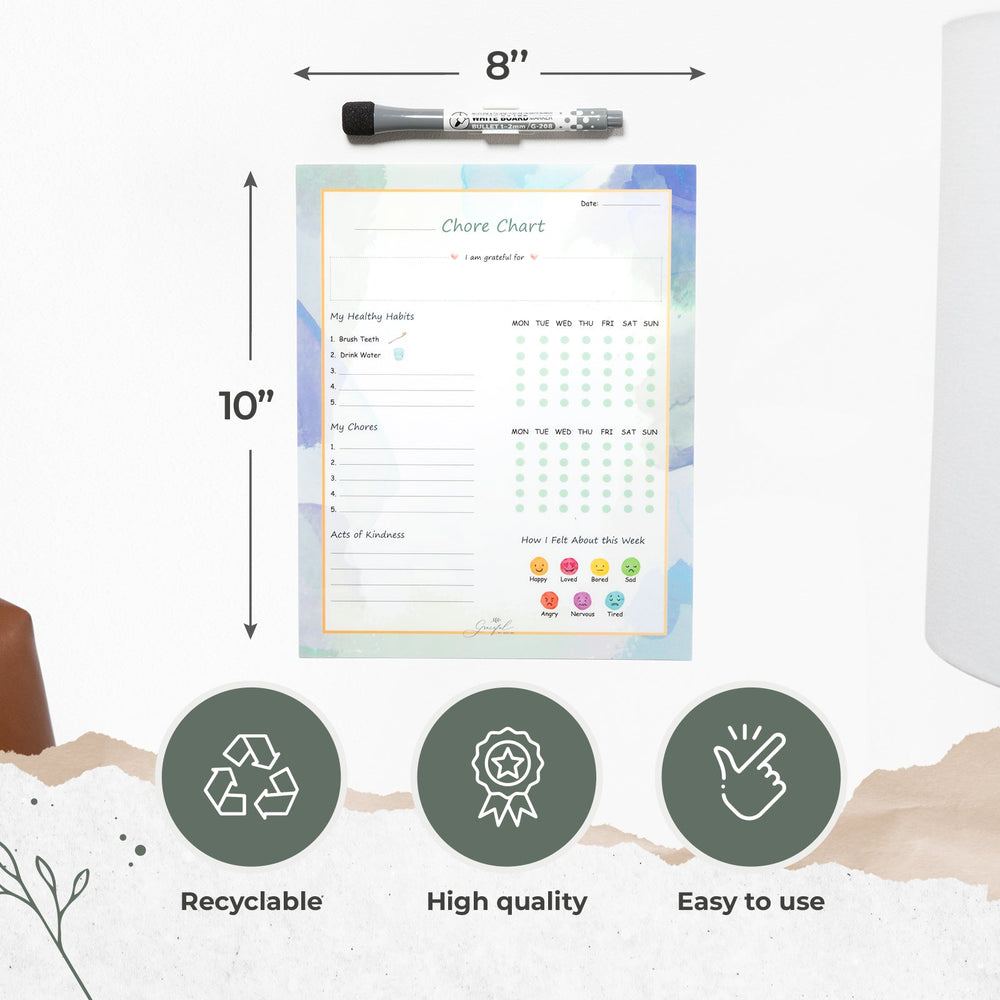 Flexible Stick Weekly Chore Chart and Emotion Tracker for Kids - For A