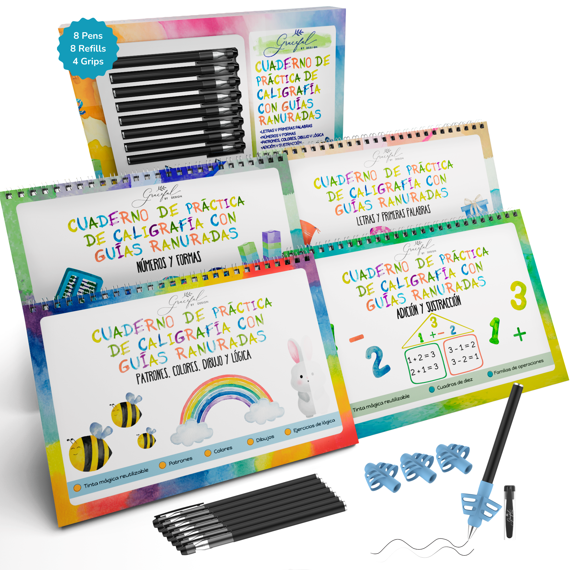 Spanish Reusable Grooved Handwriting Workbooks for Kids With Disappearing Ink