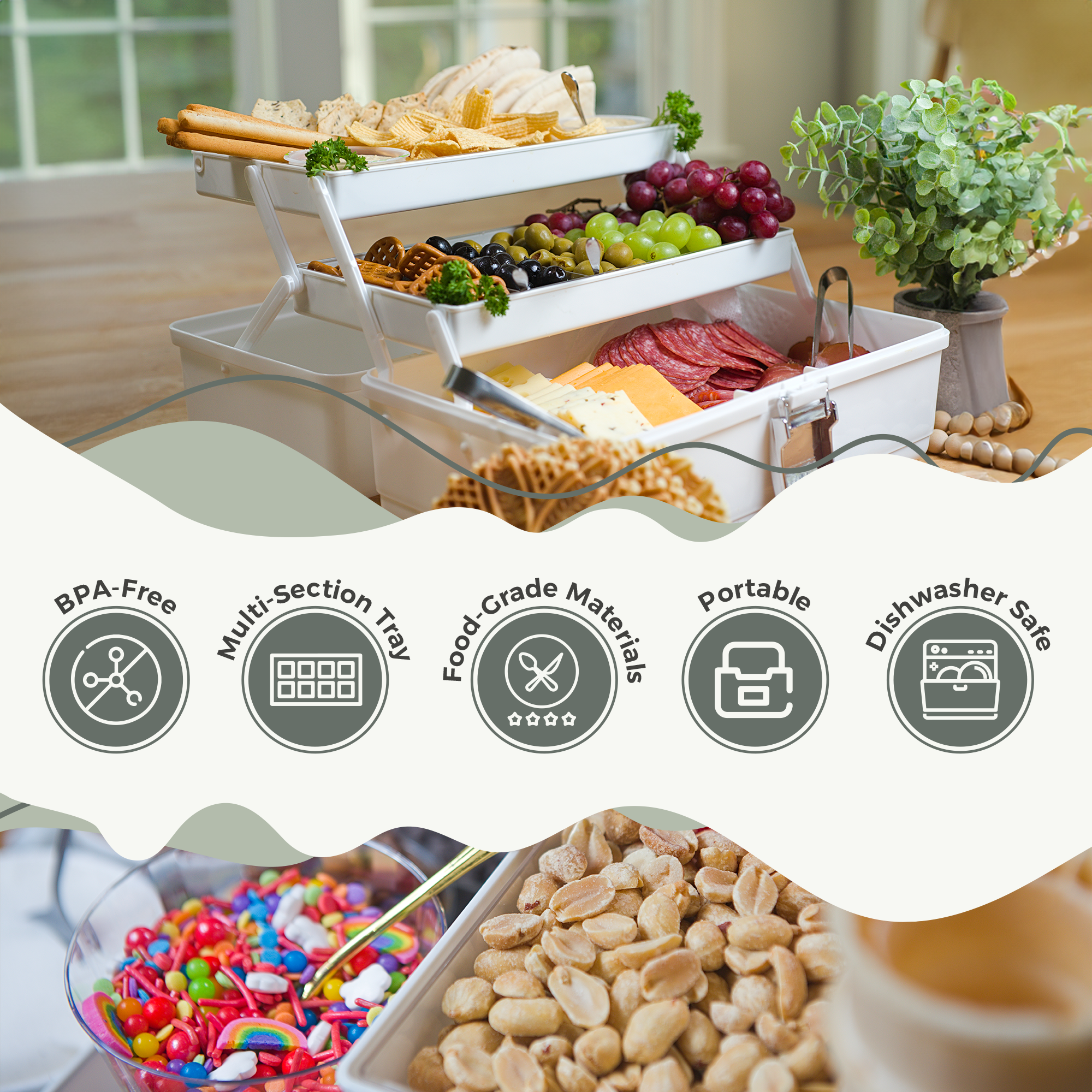 Family Snacklebox and Charcuterie Board - BPA Free & Dishwasher Safe